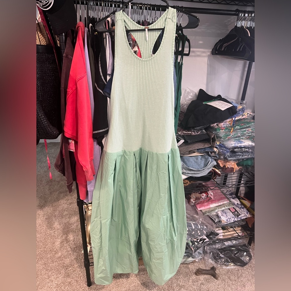 Free People Drops Of Venus Drop Waist Midi Dress, Lime Green, Various Sizes NWOT - Picture 8 of 10